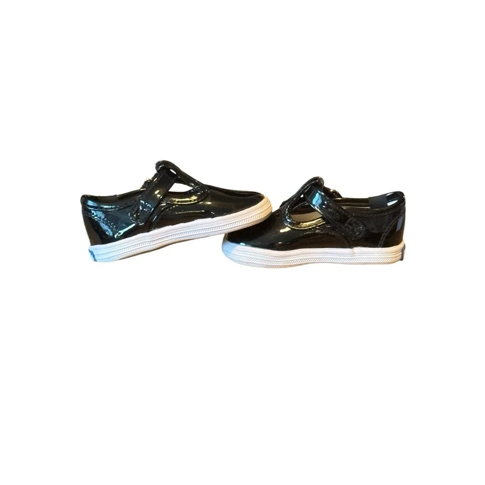 Keds Patent Black Leather Cap T-Strap Toddler Girls Sneakers Size 3M